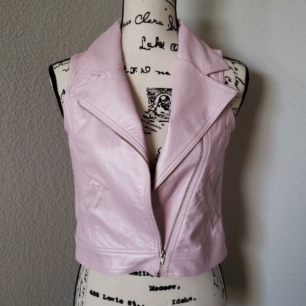 Girls Pink Vegan Leather Vest EUC
